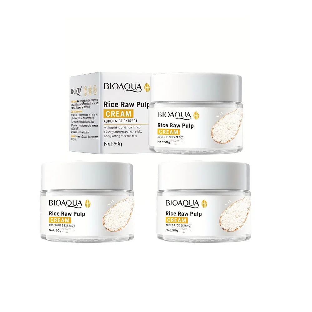 Crema Facial de Arroz Hidratante 50g - Nutrición Profunda y Brillo Natural