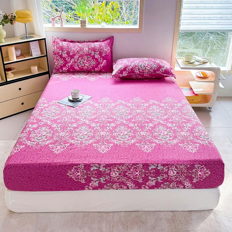 Sábana de estilo Floral con funda de almohada, funda de cama suave, sábana bajera individual/doble/Queen/King/SKing, ropa de cama sabana