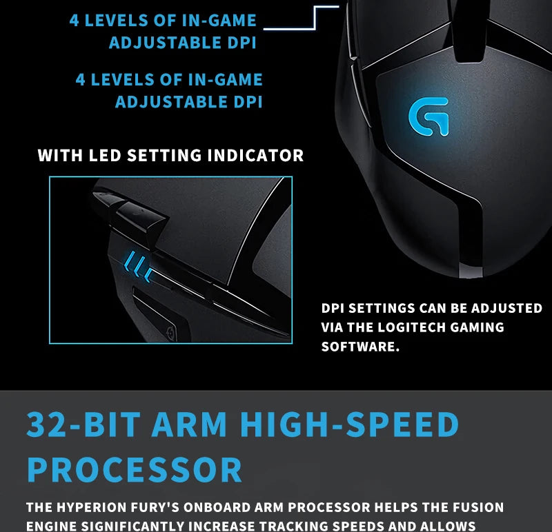 Mouse Gamer Logitech G402 | Diseño Confiable y Alta Precisión para Gamers Profesionales