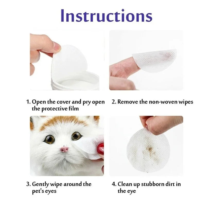 Toallitas de Limpieza para Ojos de Mascotas - Quitamanchas Suaves para Perros y Gatos (130 pcs)