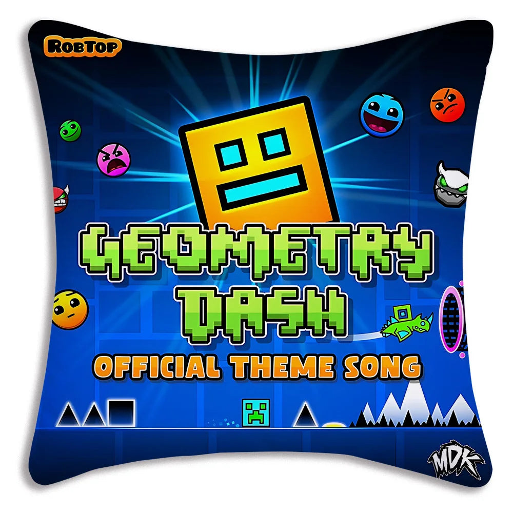 Fundas de almohada geométricas de dibujos animados Dash Videojuego sofá decorativo hogar impresión de doble cara funda de cojín bonita de felpa corta