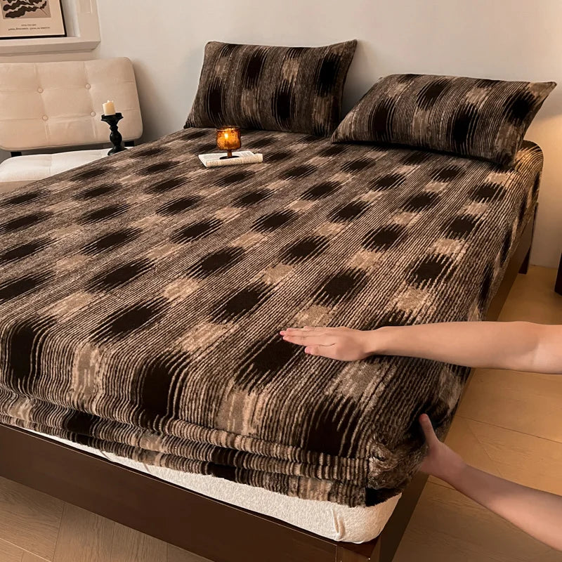 ❄️ Sábana Bajera de Felpa Gruesa para Invierno Ultra Suave, Cálida y Ajustable | Protector de Colchón (Sin Fundas)