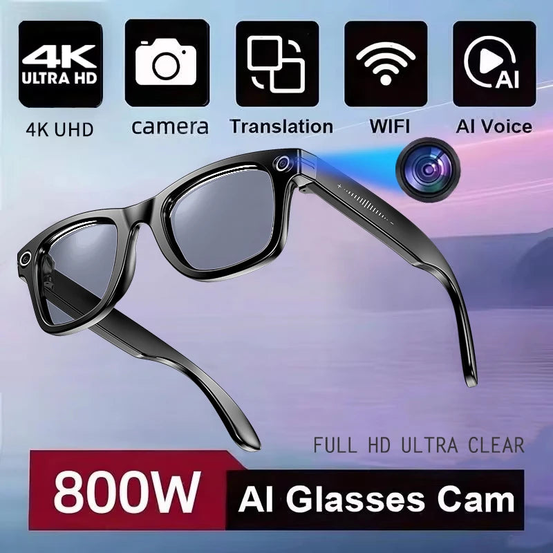 Gafas Inteligentes AI con Cámara 800W - Lentes Fotocromáticos, Traducción y Llamadas Bluetooth
