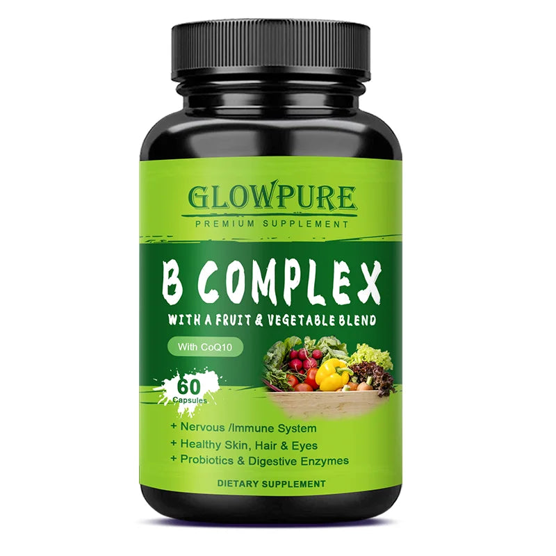 Complejo de Vitaminas B para Energía y Sistema Nervioso | Apoyo a Inmunidad, Corazón, Cabello, Piel y Uñas