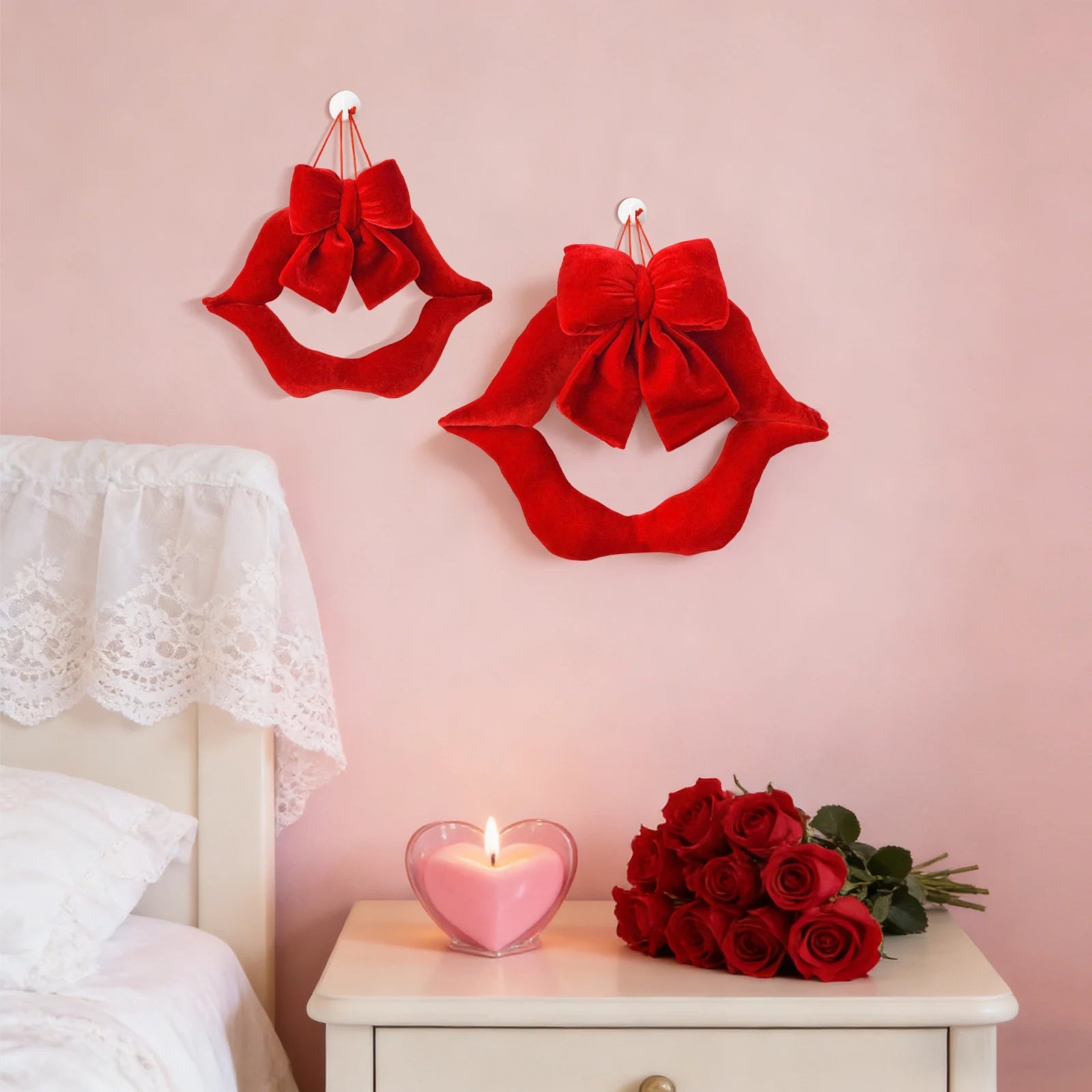 Adornos Rojos para el Día de San Valentín, Decoraciones para Fiestas de Parejas, Decoración del Hogar, Artículos de Regalo Festivos, Decoraciones con Temática Roja