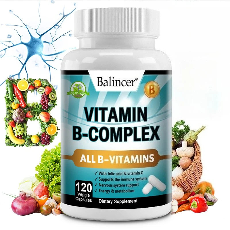 Complejo de Vitamina B Balincer con Ácido Fólico y Vitamina C | Apoyo para Energía, Sistema Nervioso e Inmunidad