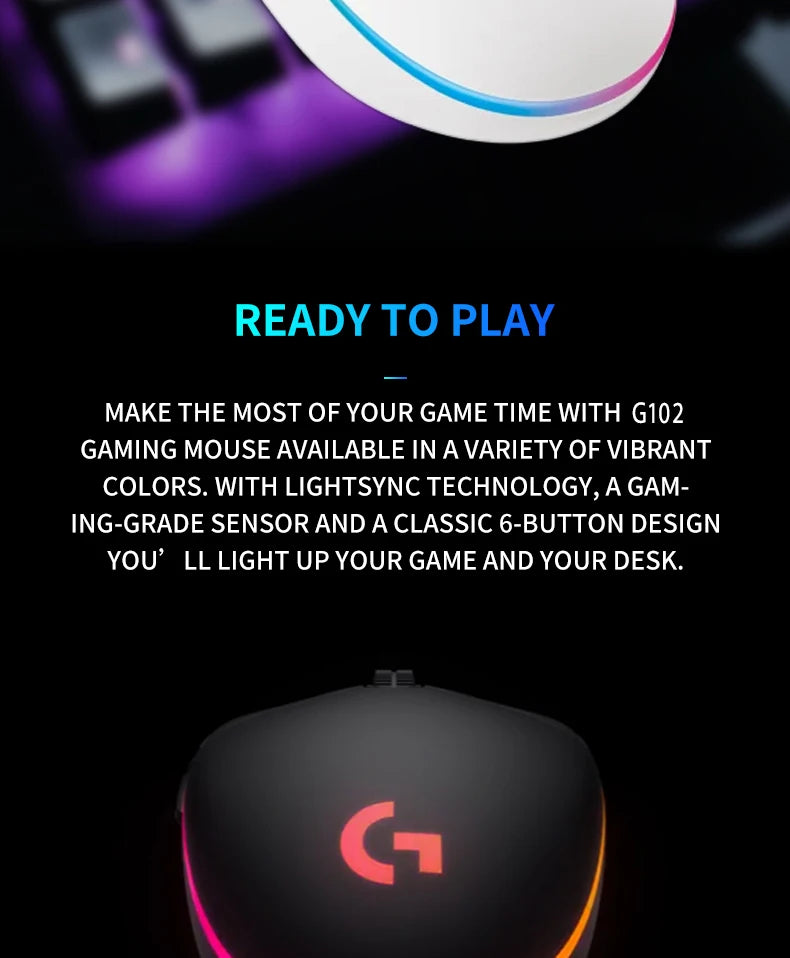 Mouse Gamer Logitech G102 | Sensor de Alta Precisión, Iluminación RGB y Rendimiento Duradero