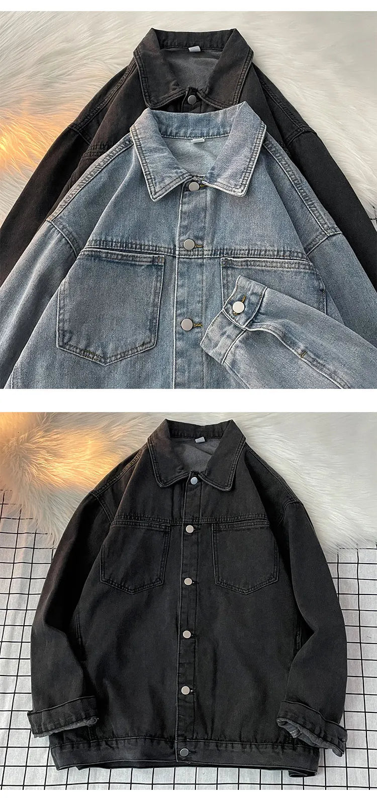 Chaqueta vaquera retro americana para hombre, estilo casual coreano, tendencia de primavera y otoño, ropa de trabajo, estilo ...