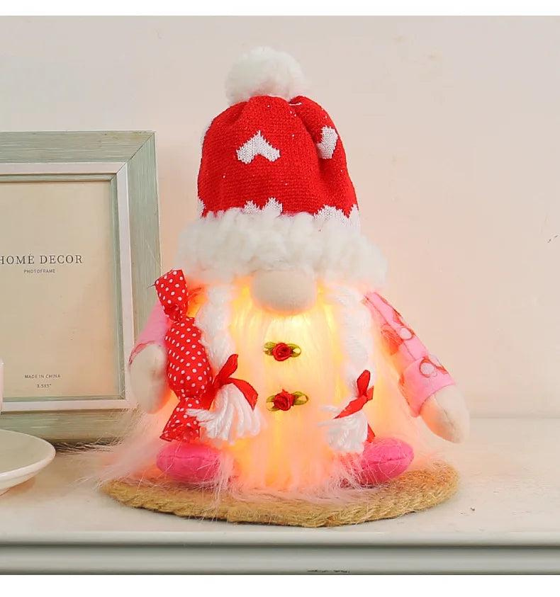 💕 Gnomo Decorativo Iluminado para San Valentín Muñeco Tejido sin Rostro con Luz LED | Regalo Romántico y Decoración del Hogar