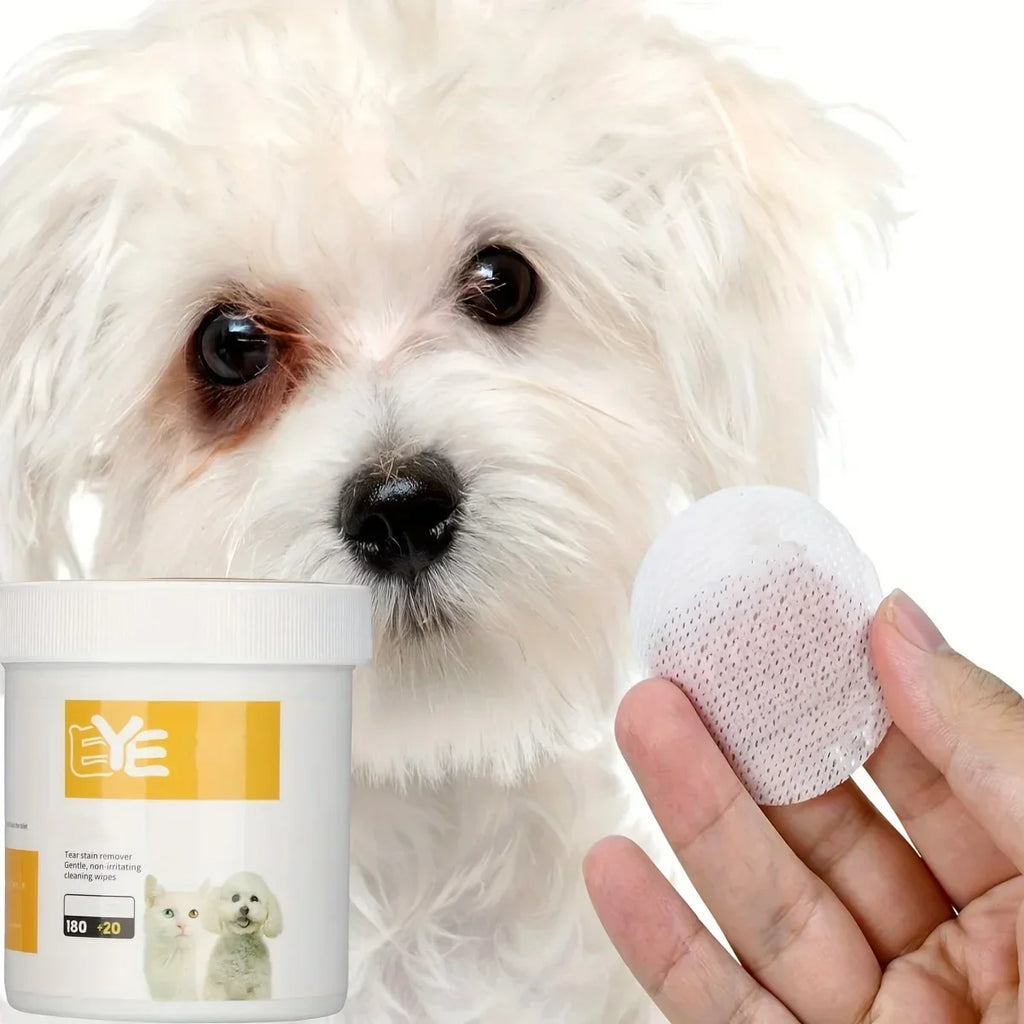 Toallitas de Limpieza para Ojos de Mascotas - Quitamanchas Suaves para Perros y Gatos (200 pcs)