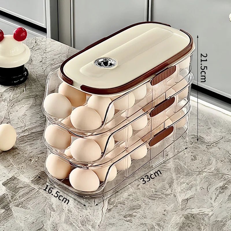 Caja de almacenamiento de huevos para refrigerador doméstico, soporte para huevos rodante automático, organizador de rodillos para huevos, estante para huevos para encimera de cocina, 1 Uds.