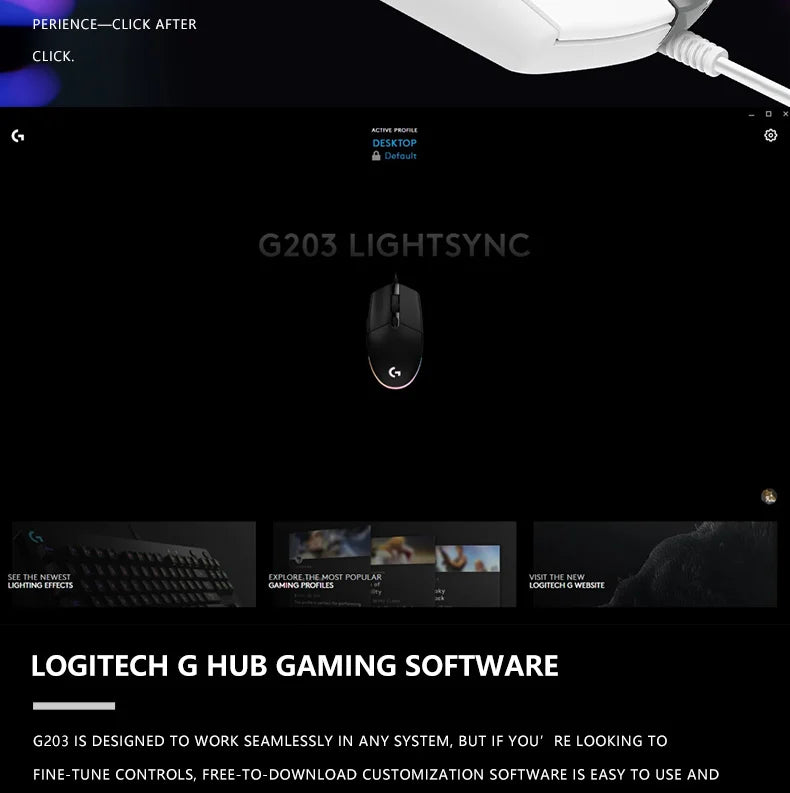 🖱️ Mouse Gamer con Cable Logitech G203 Precisión Profesional, 6 Botones Programables y Diseño Ergonómico