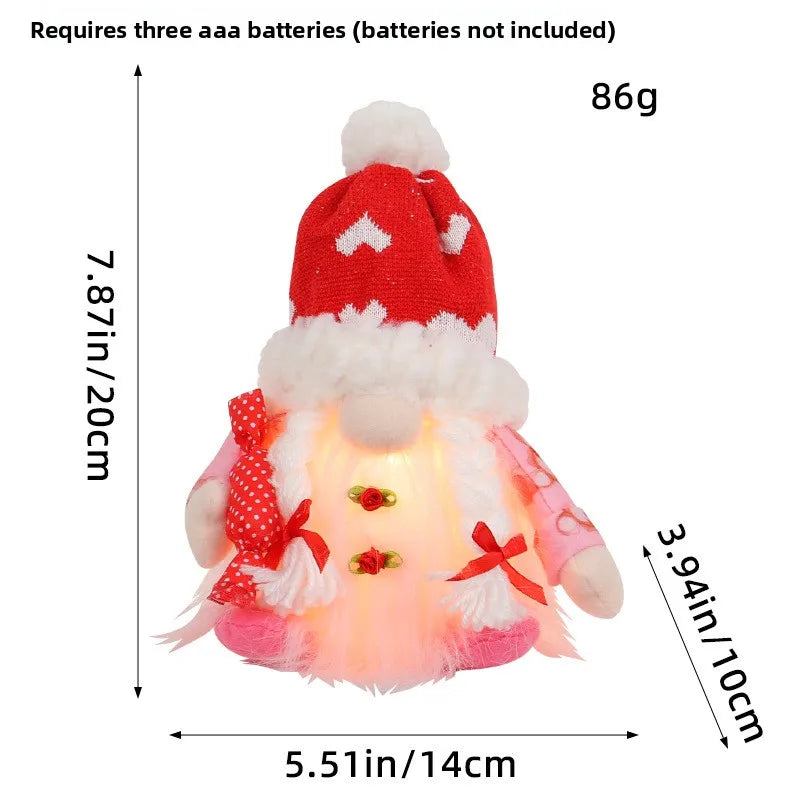 💕 Gnomo Decorativo Iluminado para San Valentín Muñeco Tejido sin Rostro con Luz LED | Regalo Romántico y Decoración del Hogar