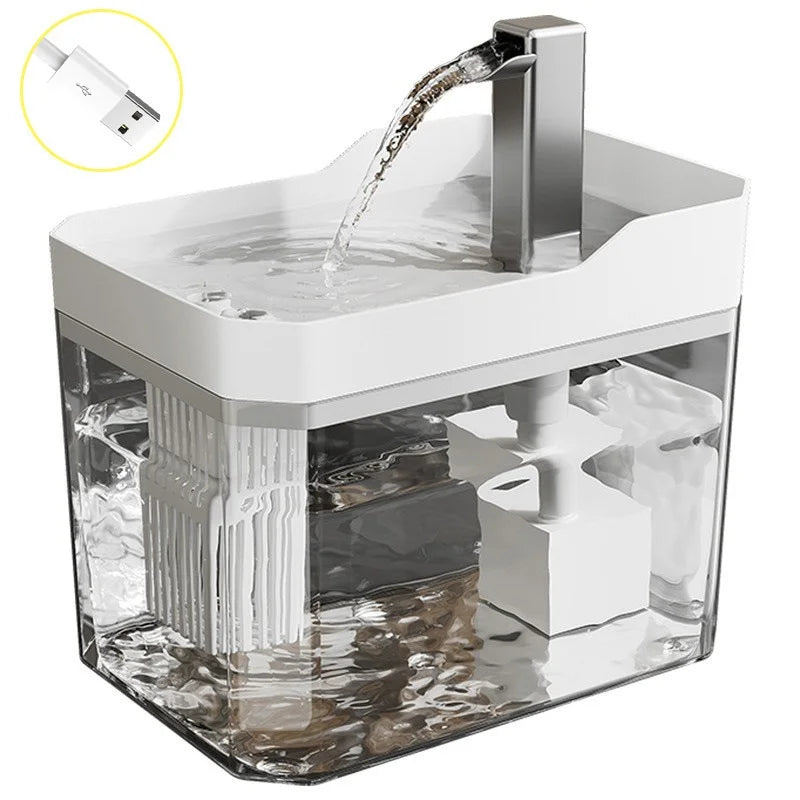 Fuente de Agua Automática USB para Gatos – Bebedero Transparente con Filtro Recirculante y Bomba Antiseco
