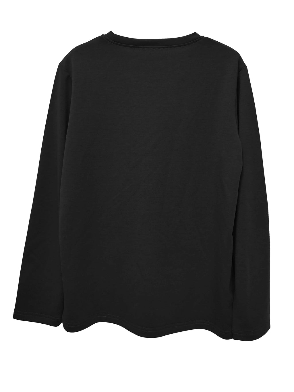 Camiseta con cuello redondo y estampado de oso de peluche, camiseta informal larga de otoño e invierno, camiseta de manga larga para mujer, camiseta holgada y cómoda en blanco y negro