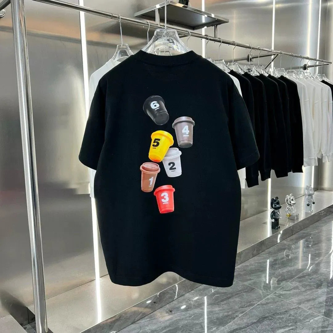 Camisa estampada de marca de tendencia de alta gama, nueva camiseta de manga corta de algodón de seda ligera de lujo para hombres y mujeres, ropa de calle de moda