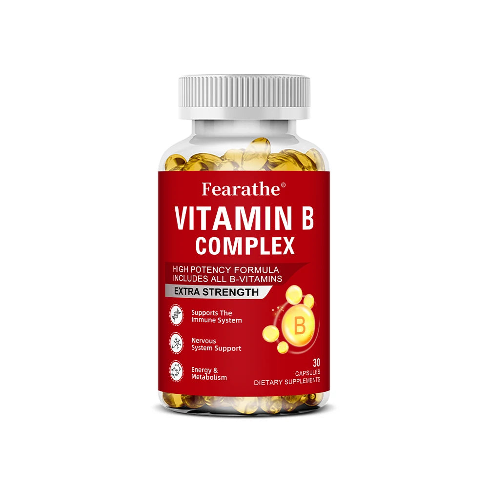 Complejo de Vitamina B Fearathe | B12, B2, B3, B6, Ácido Fólico y Biotina para Energía e Inmunidad