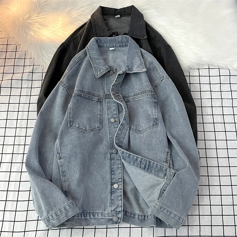 Chaqueta vaquera retro americana para hombre, estilo casual coreano, tendencia de primavera y otoño, ropa de trabajo, estilo ...