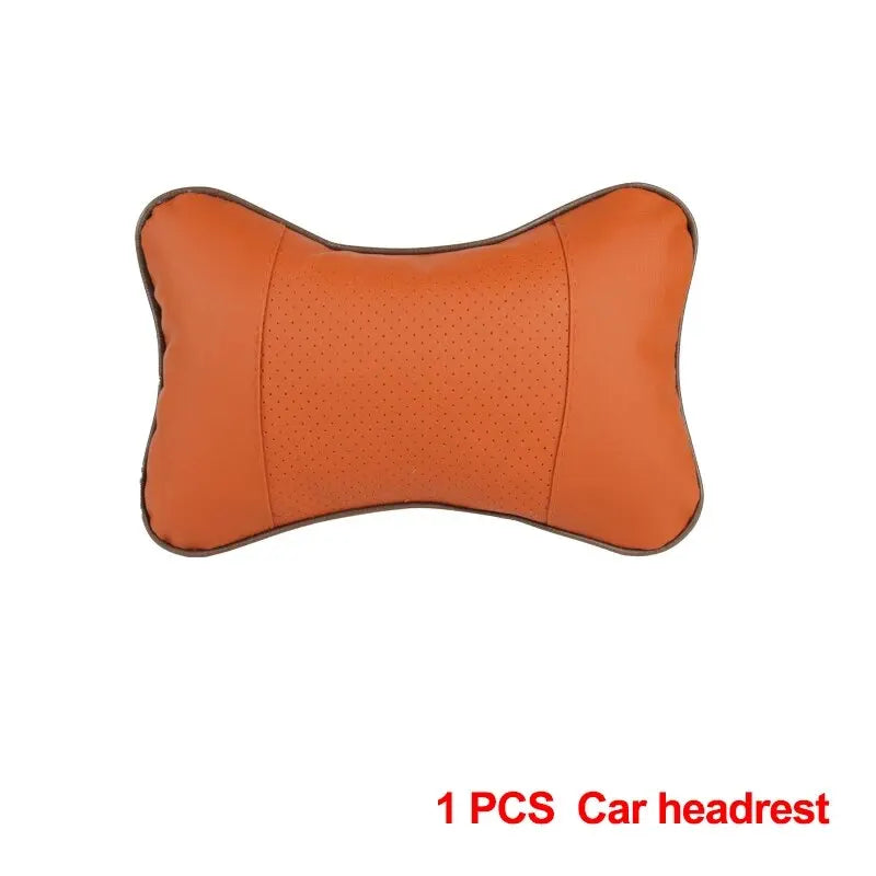 Almohadas para el cuello del coche, paquete de 1 Uds. De cuero Pu de ambos lados, reposacabezas para aliviar el dolor de cabeza, almohada Universal de fibra rellena para coche