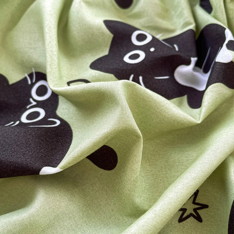 Sábana Bajera Infantil con Estampado de Gato - Ajustable Individual/Queen/King