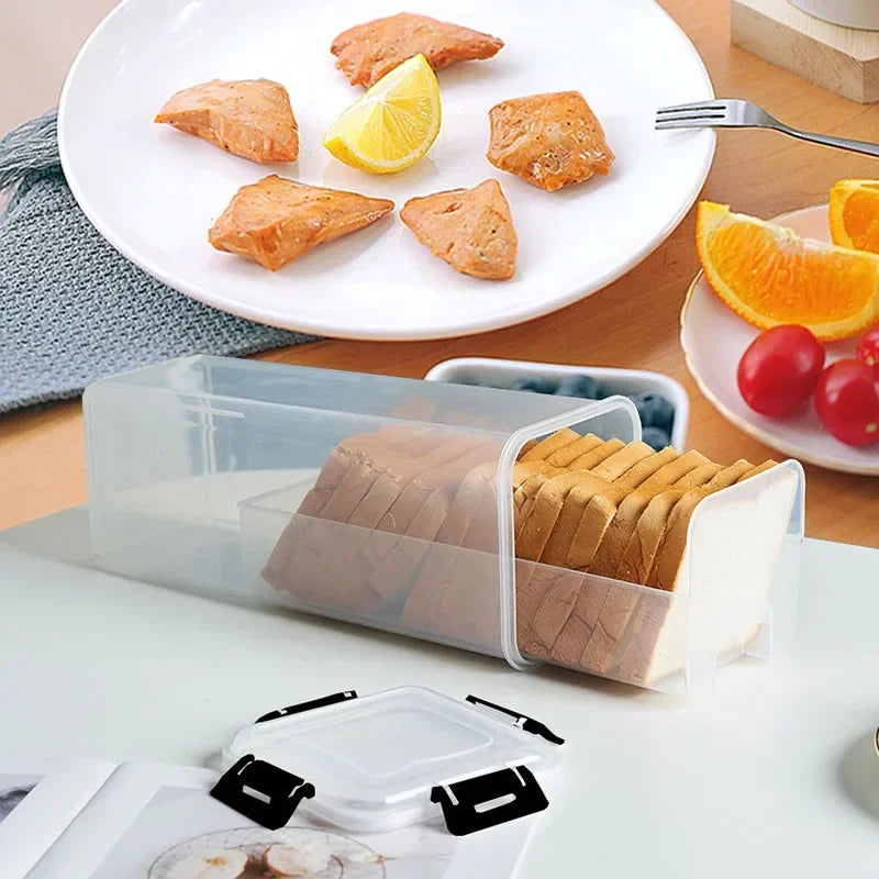 Caja de pan de plástico con tapa y bandeja de sellado, caja de almacenamiento de pan, caja de almacenamiento de pan sándwich, caja de almacenamiento de pasta, tarro multigrano