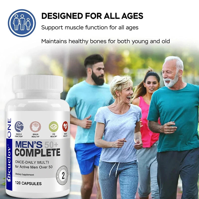 Multivitamina Masculina 50+ Bcuelov | Apoyo para Memoria, Cerebro, Ojos, Corazón, Energía e Inmunidad