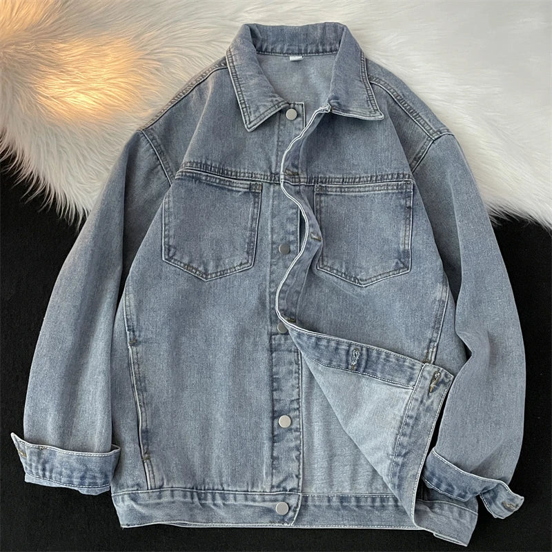 Chaqueta vaquera retro americana para hombre, estilo casual coreano, tendencia de primavera y otoño, ropa de trabajo, estilo ...