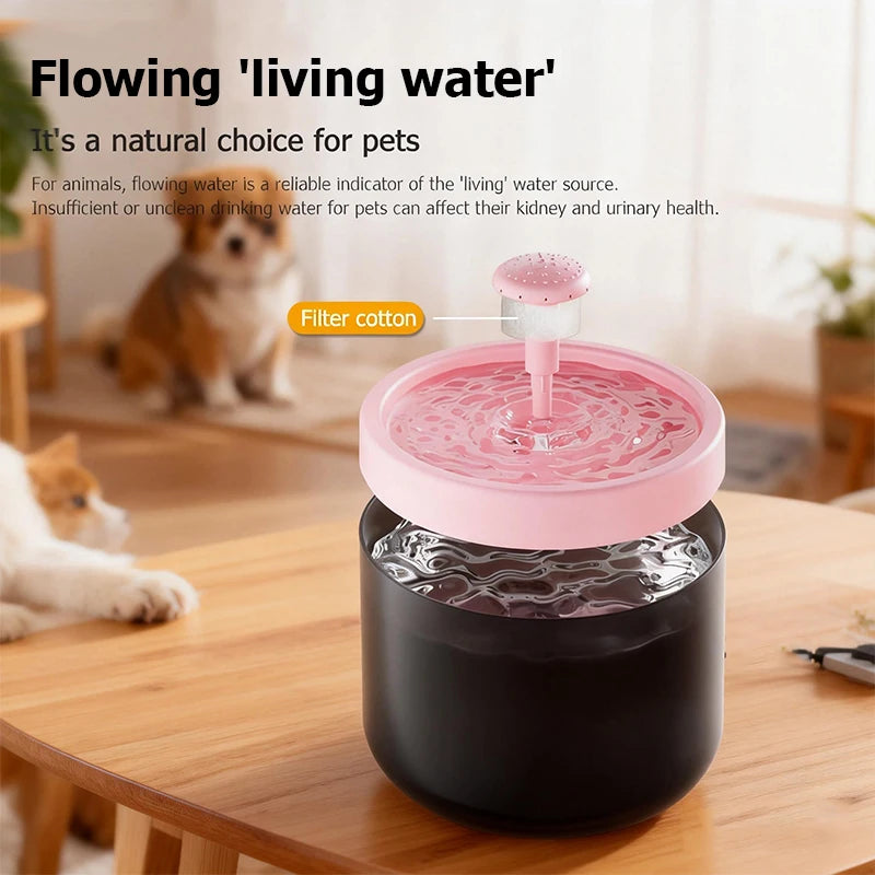 Bebedero Automático para Gatos y Perros 1.8L – Fuente de Agua Silenciosa con Filtro y Base Antideslizante