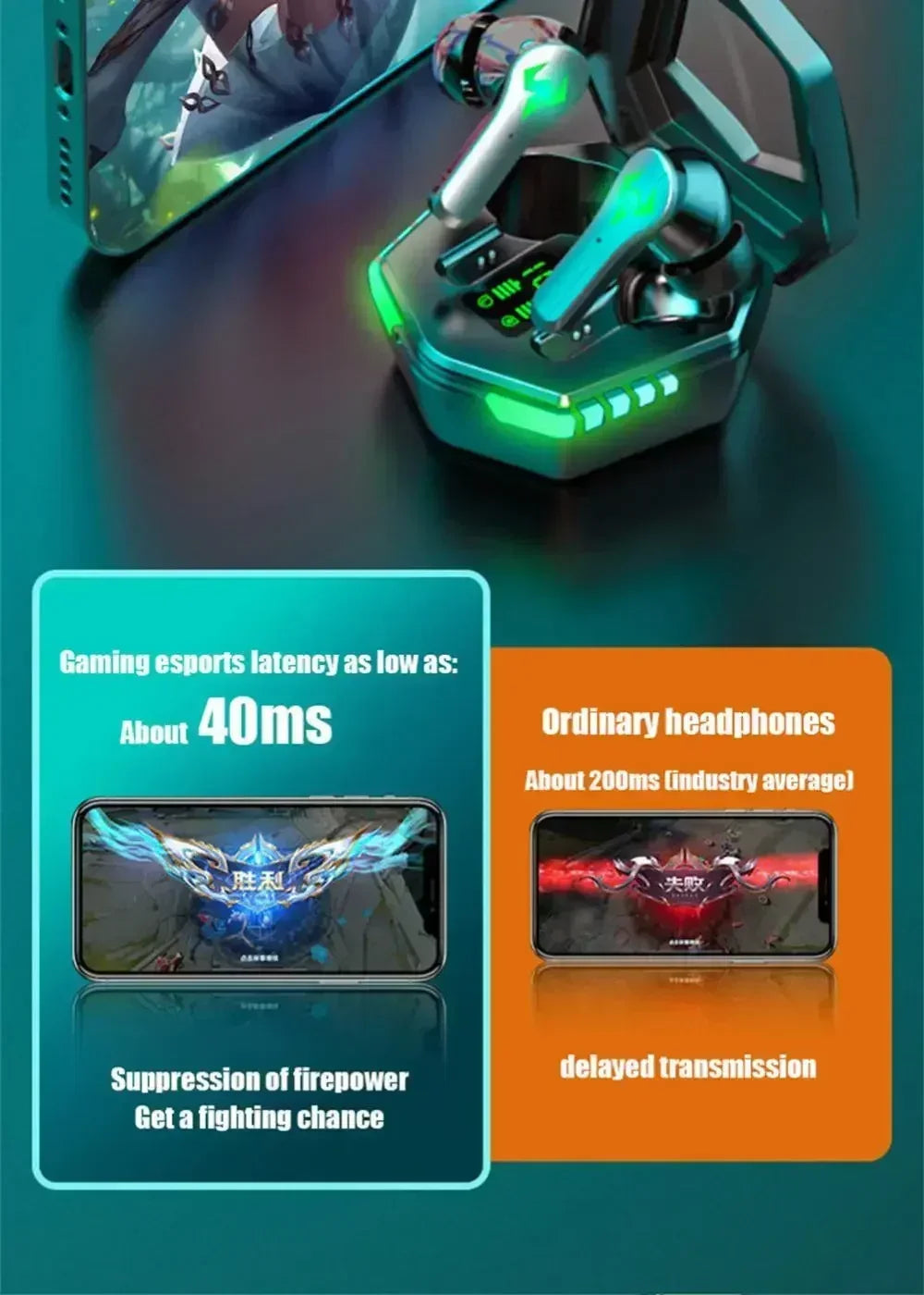 Auriculares Inalámbricos TWS con Pantalla Digital - Bluetooth para Gaming