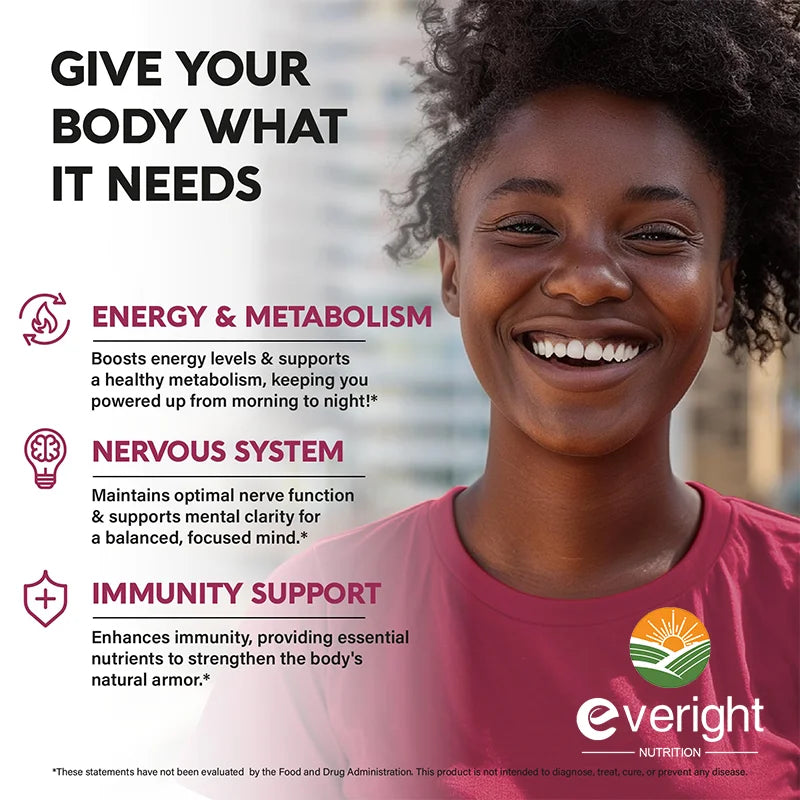 Complejo de Vitamina B XMSJ | Energía Diaria, Apoyo Cerebral y Cardiovascular con Vitamina C, Colina e Inositol