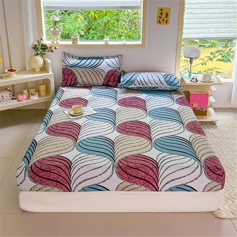 Sábana de estilo Floral con funda de almohada, funda de cama suave, sábana bajera individual/doble/Queen/King/SKing, ropa de cama sabana