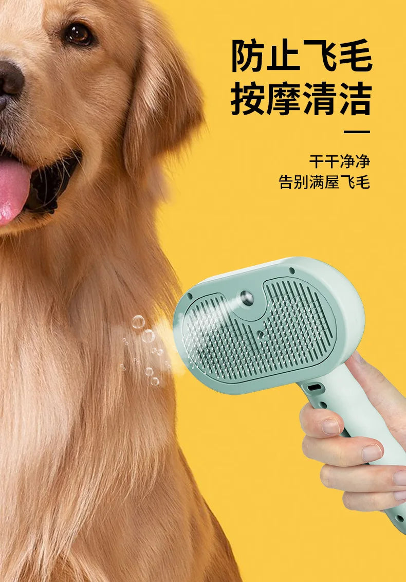 Peine Eléctrico de Vapor para Mascotas | Cepillo Profesional Antiestático y Removedor de Pelo para Perros y Gatos