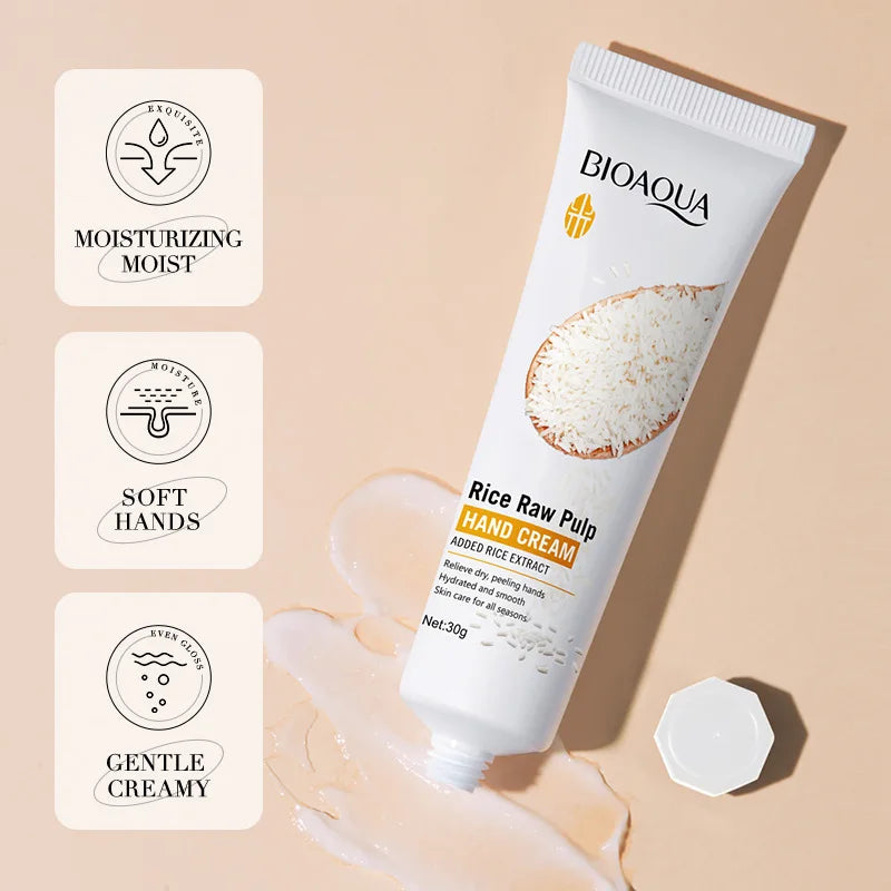 Crema de Manos de Arroz Hidratante - Suaviza y Repara Piel Seca y Áspera