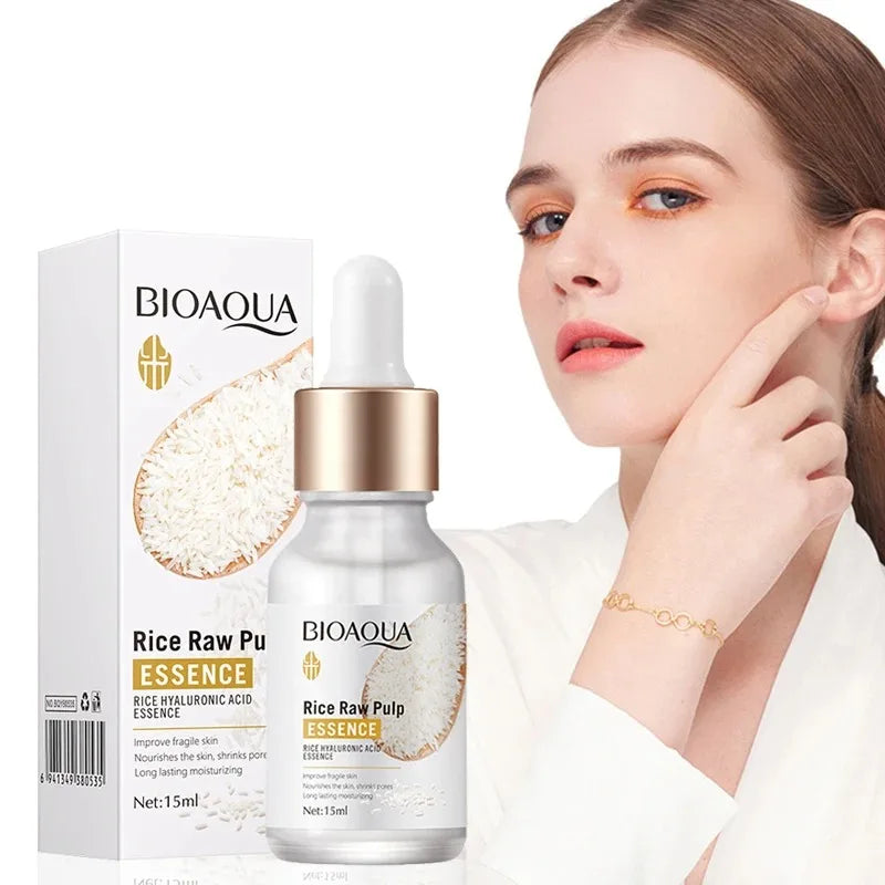 Sérum Facial de Arroz con Ácido Hialurónico - Hidratante Antiarrugas y Reductor de Poros