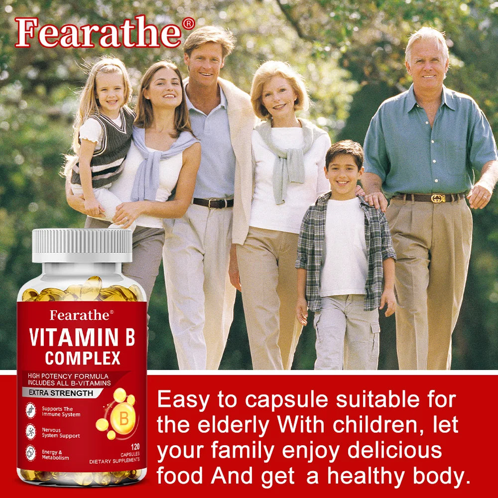 Complejo de Vitamina B Fearathe | B12, B2, B3, B6, Ácido Fólico y Biotina para Energía e Inmunidad