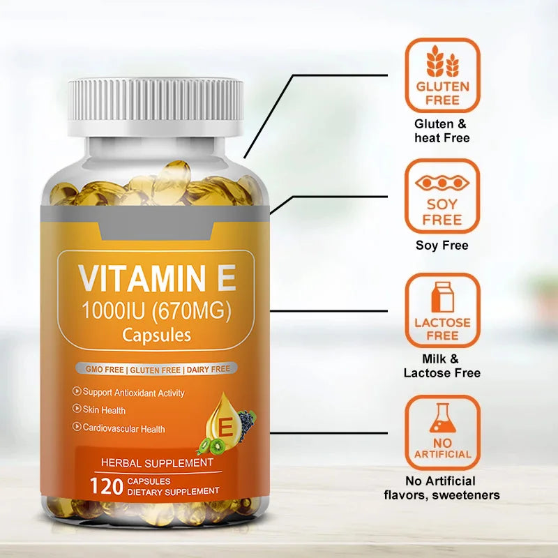 Vitamina E Bunkell | Antioxidante para Piel Hidratada, Salud Ocular y Apoyo al Sistema Inmunológico (30 / 60 / 120 cápsulas)