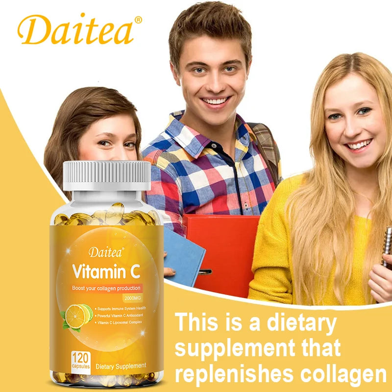 Vitamina C 2000 mg Daitea | Antioxidante Potente para Inmunidad, Piel, Cabello y Uñas