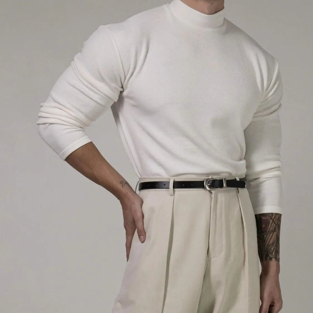 Camiseta deportiva para hombre, traje de entrenamiento de primavera y otoño, cuello alto roscado, corte ajustado, deportes, secado rápido, transpirable, mangas largas