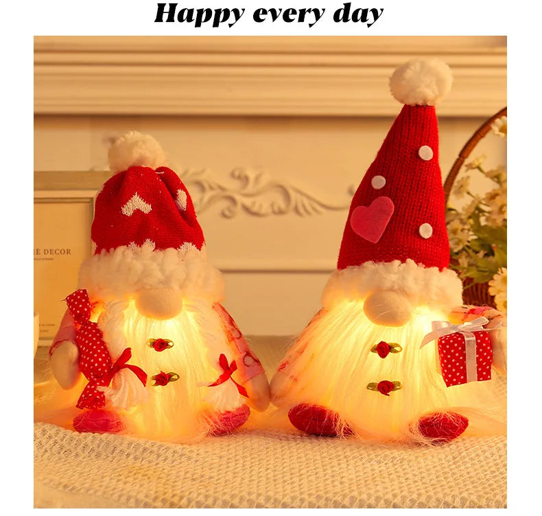 💕 Gnomo Decorativo Iluminado para San Valentín Muñeco Tejido sin Rostro con Luz LED | Regalo Romántico y Decoración del Hogar