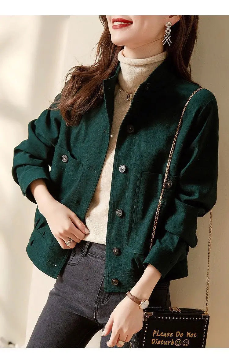 Chaqueta Corta de Motocicta para Mujer, de Alta Gama, Antienvejecimiento, Talla ande, Artística, Versátil, Moderna, para...
