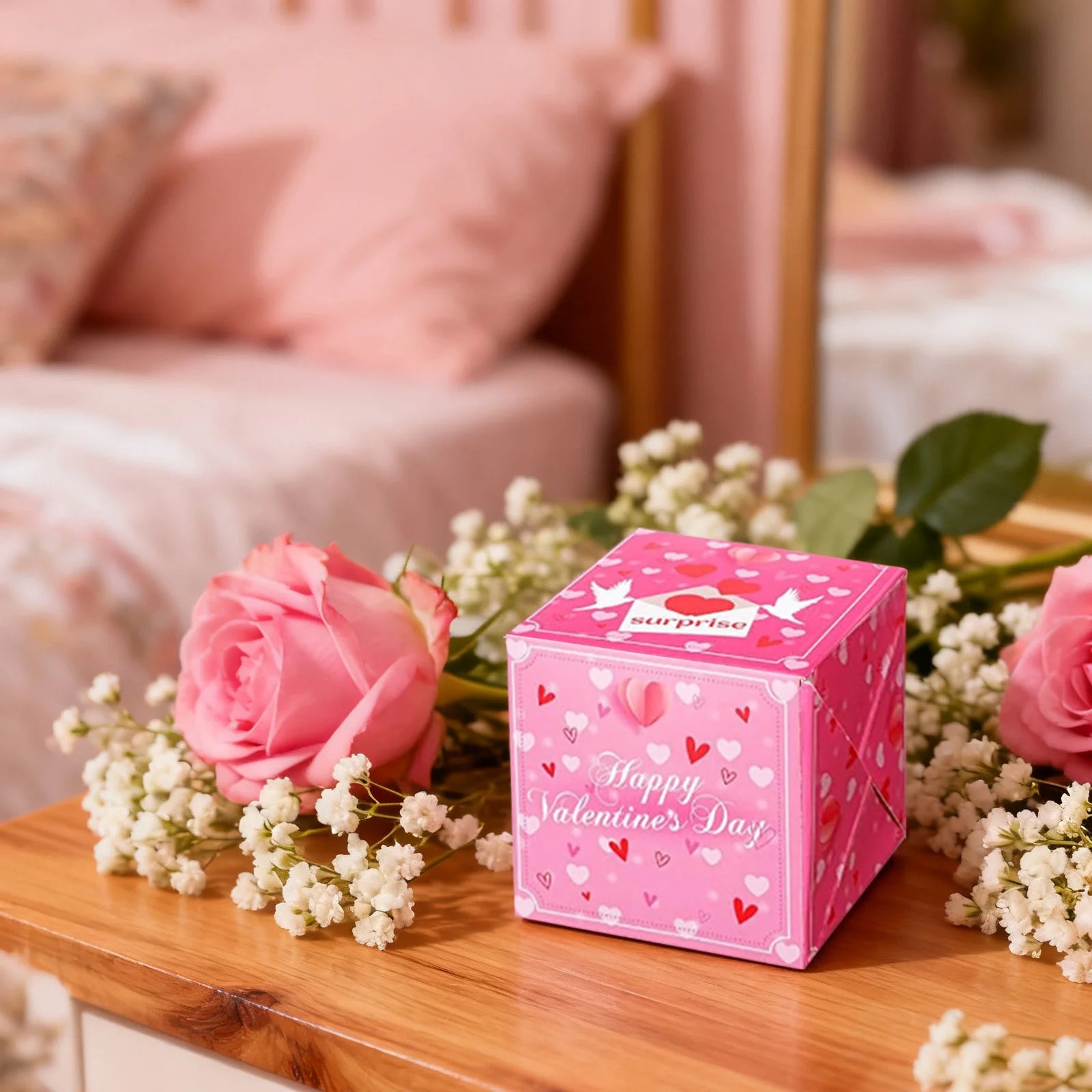 Caja de regalo de rebote sorpresa con tema de amor para el Día de San Valentín, caja de efectivo para regalo de cumpleaños, caja de regalo emergente para dinero, recuerdos de fiesta de San Valentín, 6 uds.