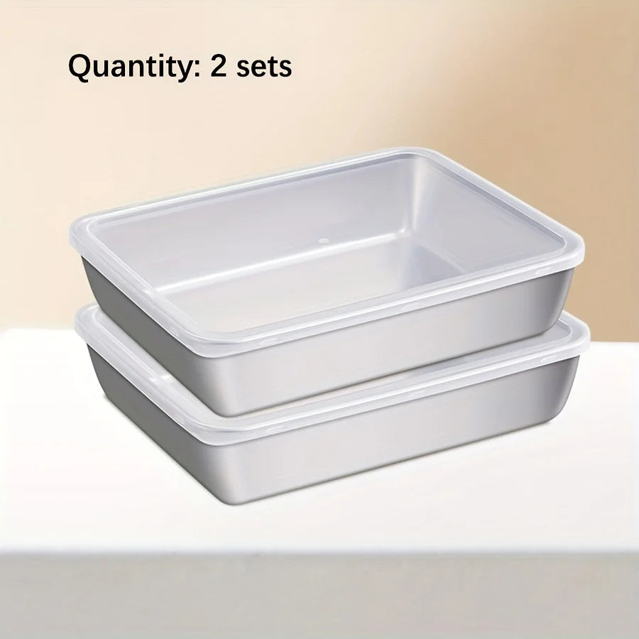 Juego de contenedores de almacenamiento de alimentos de acero inoxidable de 3 piezas, organizadores de cocina herméticos sin BPA para frigorífico/despensa/productos secos