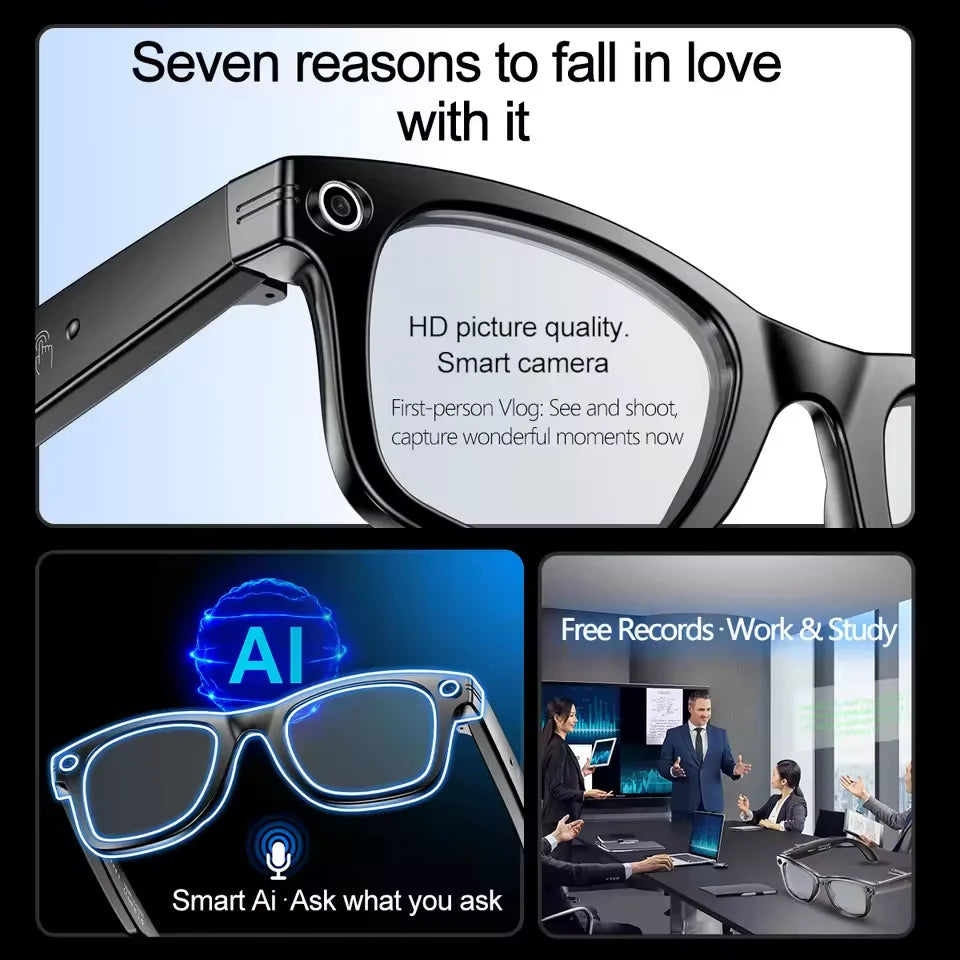 Gafas Inteligentes AI con Cámara 800W - Lentes Fotocromáticos, Traducción y Llamadas Bluetooth