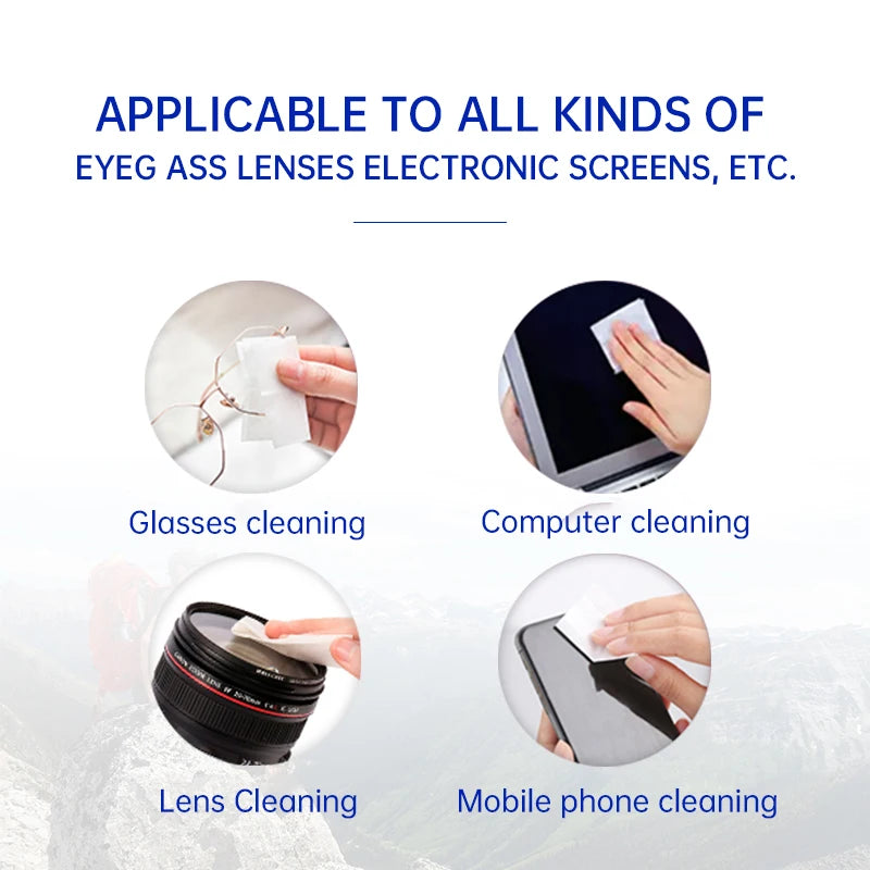 Toallitas Desechables para Gafas y Pantallas - Limpieza de Lentes (100 pcs)