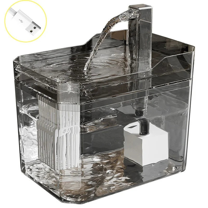 Fuente de Agua Automática USB para Gatos – Bebedero Transparente con Filtro Recirculante y Bomba Antiseco