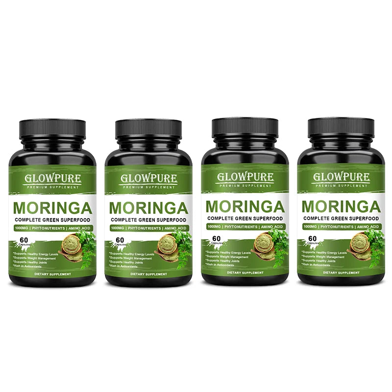 Cápsulas Pure Moringa: superalimento para energía, piel, salud inmune y intestinal con antioxidantes, vitaminas y aminoácidos