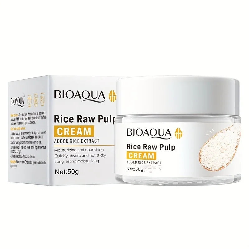 Crema Facial de Arroz Hidratante 50g - Nutrición Profunda y Brillo Natural