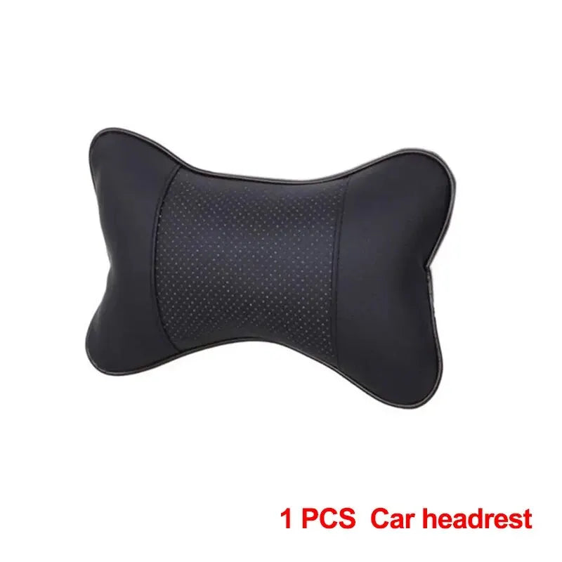 Almohadas para el cuello del coche, paquete de 1 Uds. De cuero Pu de ambos lados, reposacabezas para aliviar el dolor de cabeza, almohada Universal de fibra rellena para coche