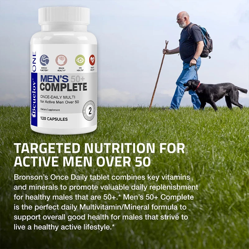 Multivitamina Masculina 50+ Bcuelov | Apoyo para Memoria, Cerebro, Ojos, Corazón, Energía e Inmunidad