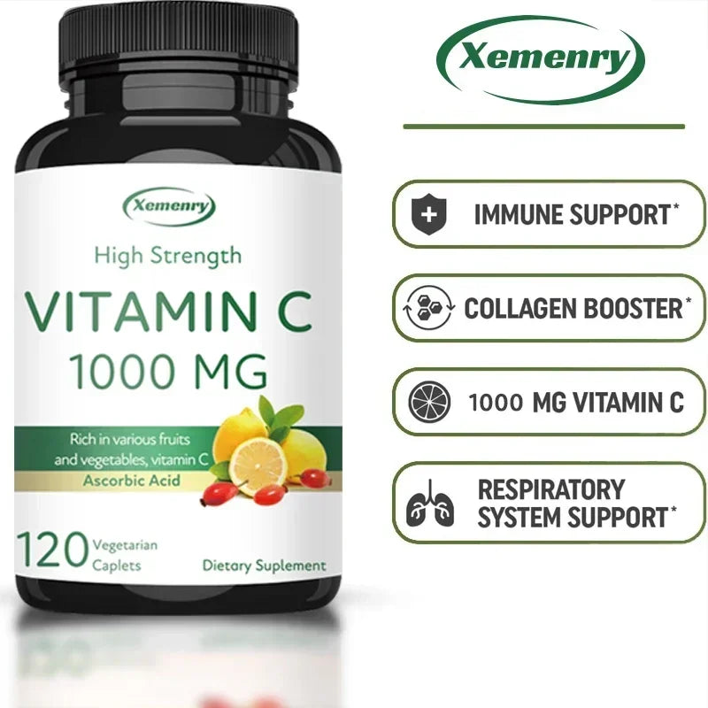 Vitamina C 1000 mg Xemenry | Refuerzo Inmunológico, Antioxidante y Apoyo para Piel, Corazón y Dientes